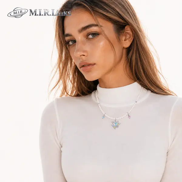ISLA Freshwater Pearl Charm Necklace | 925 Sterling Silver Pearl Necklace with Colorful Crystal Charms