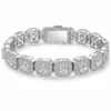 RHEA cushion halo zircon tennis bracelet on a clean white background