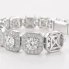 Macro detail of cushion halo settings and X-lattice bracelet gallery